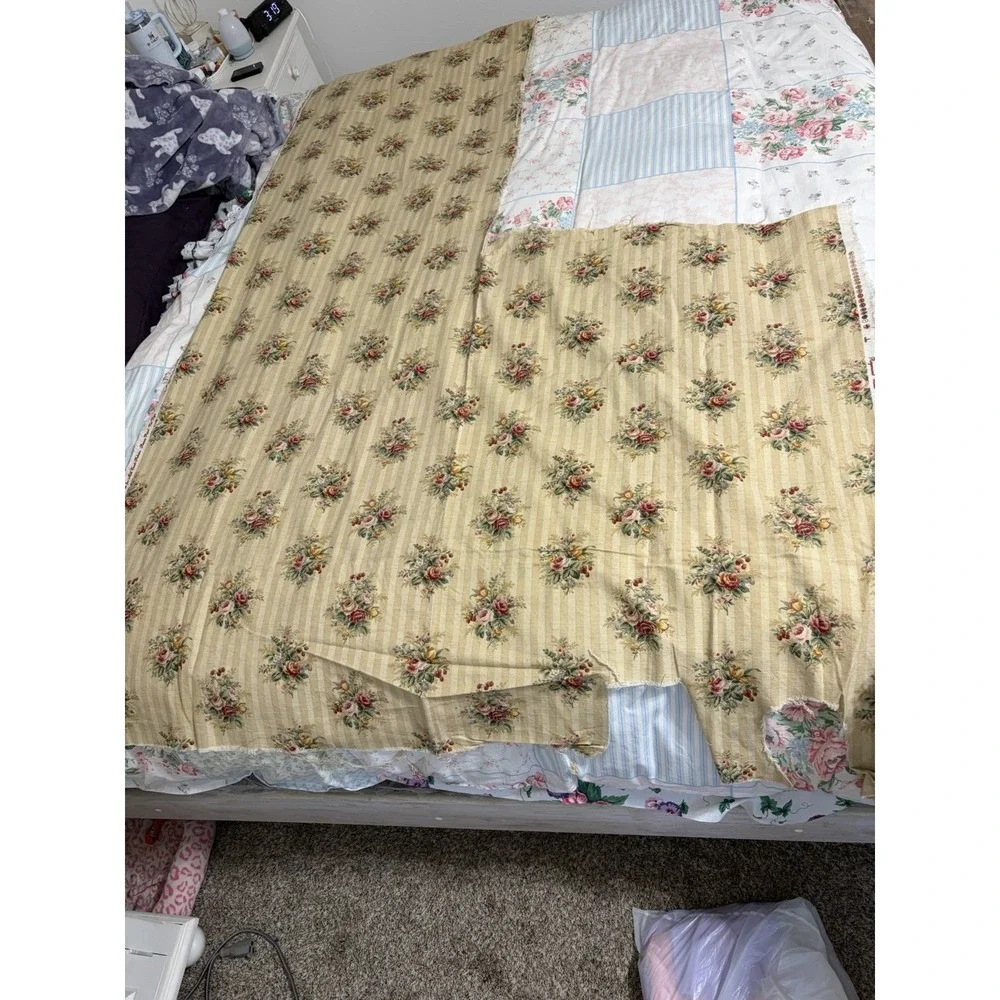 Raymond Waites Mill Creek Mayflower Cotton Fabric Shabby Cottage Floral Stripe